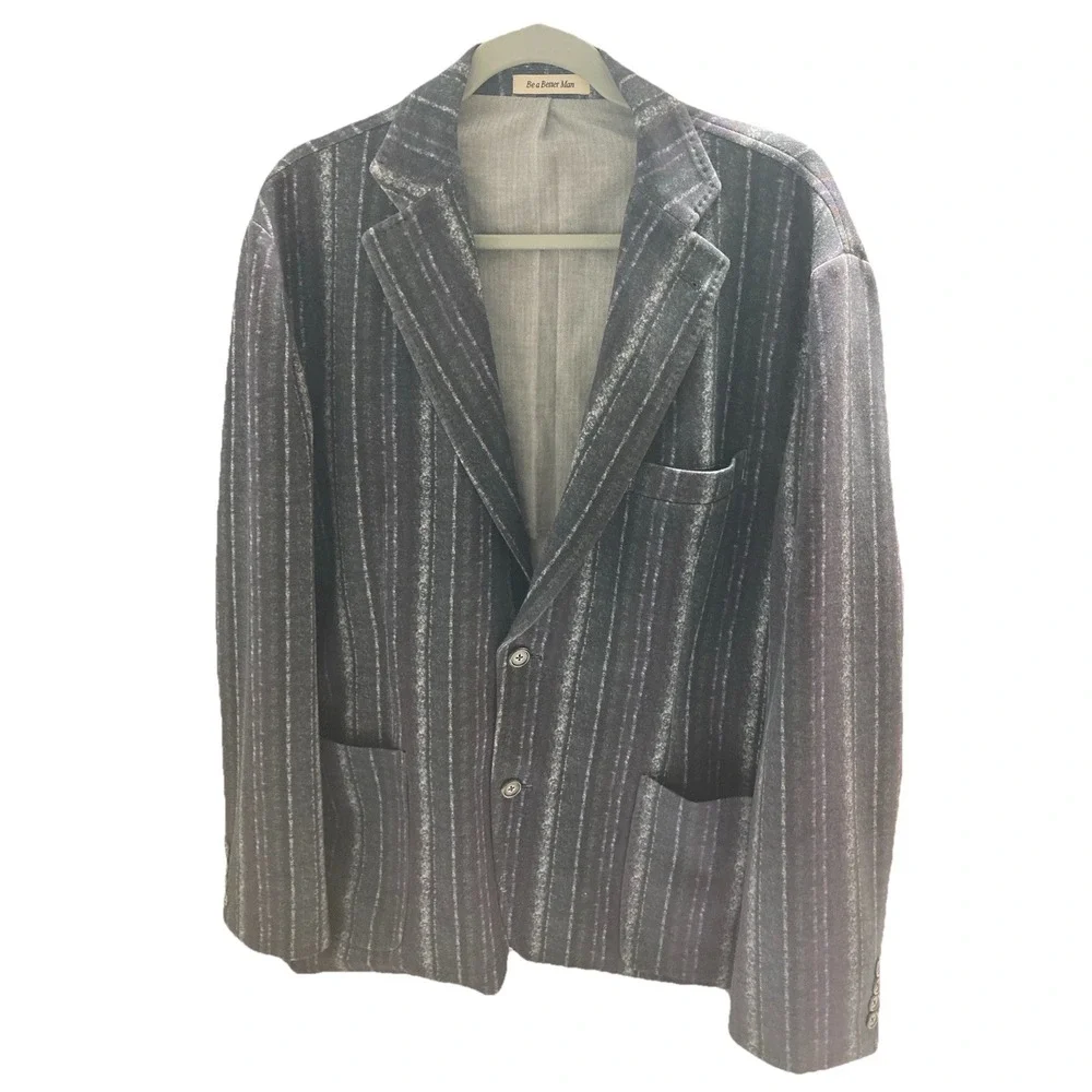 Richard‎ Choi The Light Jacket Mens Size 56 Black Purple Stripe Blazer
